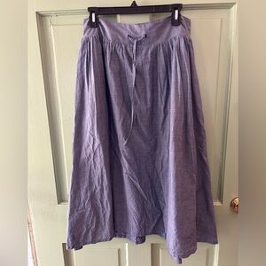 Lilith France drawstring cotton blue pinstripe midi skirt m 40